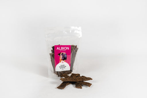 Albion Treats 100% Pure Meat Strips Venison 100g
