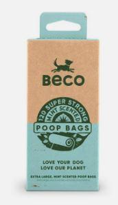 Beco Poop Bags Mint Scented 120 Pack Big Strong and Leakproof