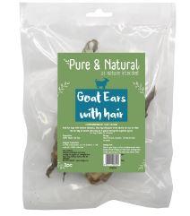 Pure & Natural Goat Ear with Fur 3pk