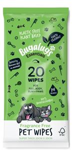 Bugalugs Biodegradable Pet Wipes Fragrance Free Travel Pack 20pk